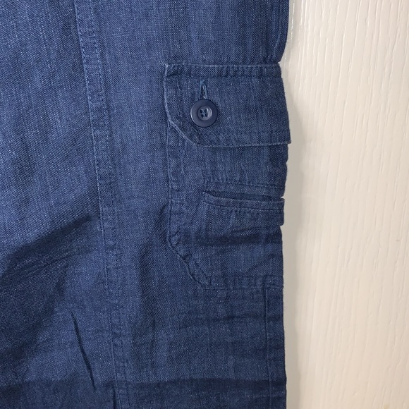 Style and Co. size 8 100% linen cropped blue trousers. Front and back pockets. - Picture 6 of 7